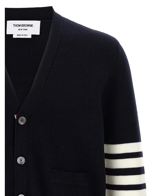 Thom Browne Blue '4-Bar' Wool Cardigan for men
