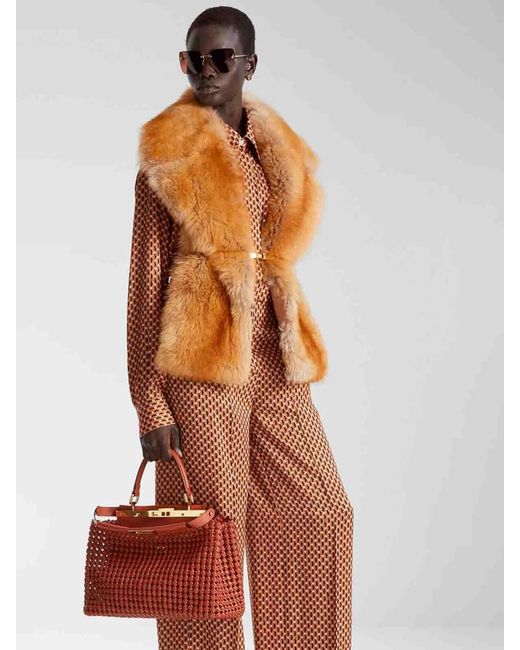 Fendi Brown Shearling Scarf