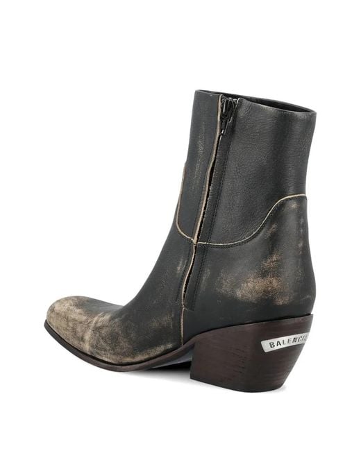 Balenciaga Brown Memphis Worn Leather Ankle Boots