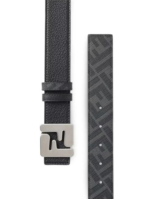 Fendi White Reversible Belt With Metallic Logo for men