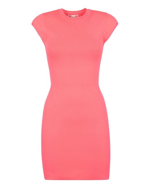 Victoria Beckham Pink Cap Sleeve Fitted Mini Dress