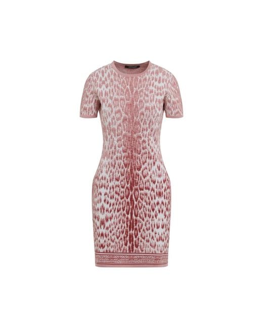 Roberto Cavalli Pink Jaguar Print Dress