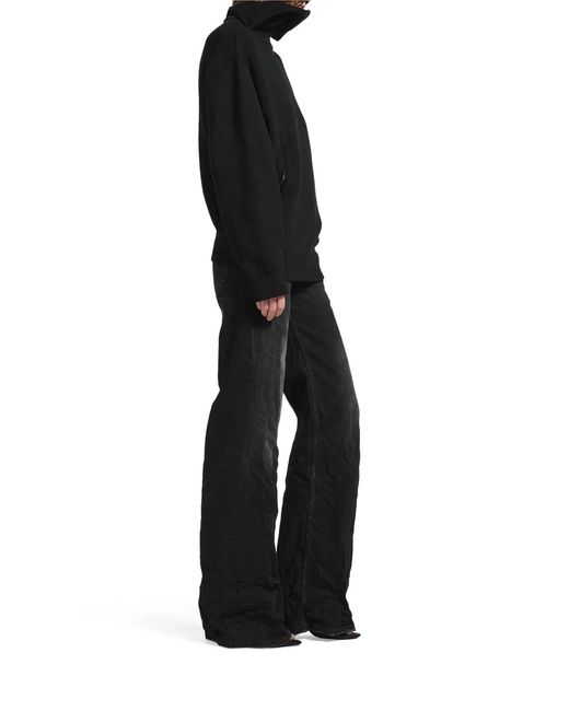 Balenciaga Blue Cotton High-Neck Zip Sweater