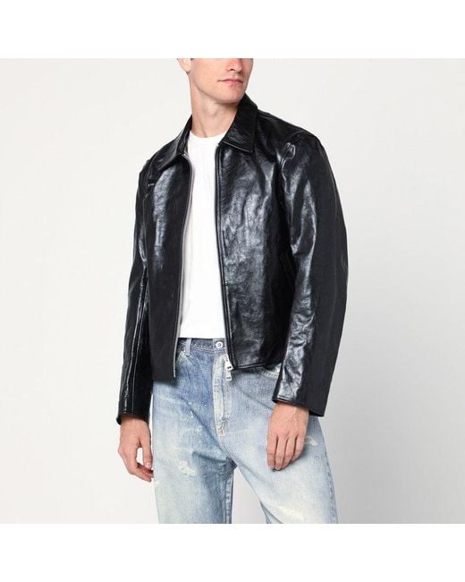 Our Legacy Black Leather Zip Jacket for men