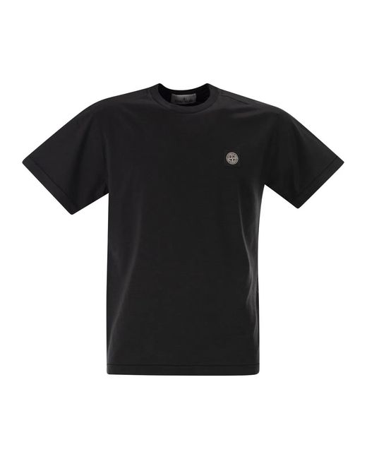 Stone Island Black Slim Fit T-Shirt With Compass Patch for men