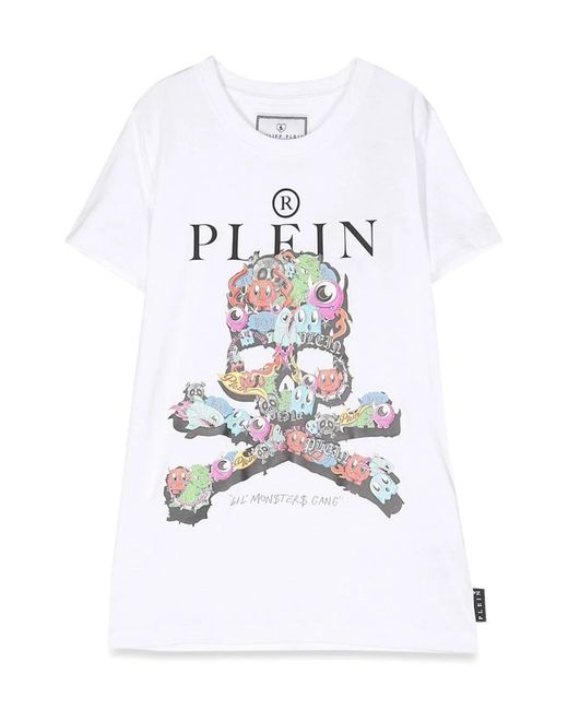 Philipp Plein White Maxi T-Shirt Skull