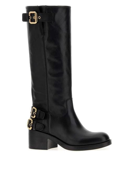 Chloé Black Leather Dakota Boots
