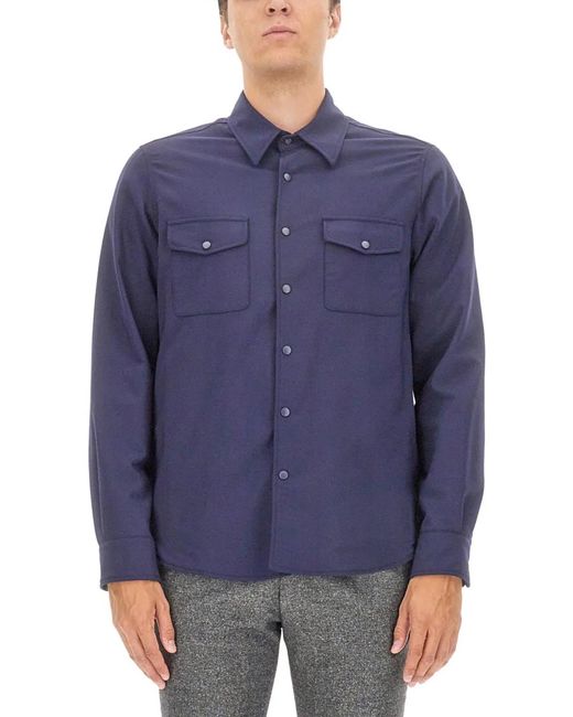 Aspesi Blue Double Shirt for men