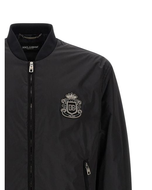 Dolce & Gabbana Black Dolce & Gabbana 'Dg' Patch Bomber Jacket for men