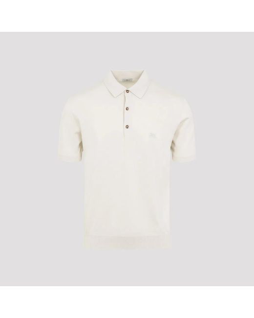 Etro White Knitted Cotton Polo Shirt for men