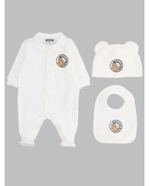 Moschino Gray Babygrow Bib And Hat Gift Set