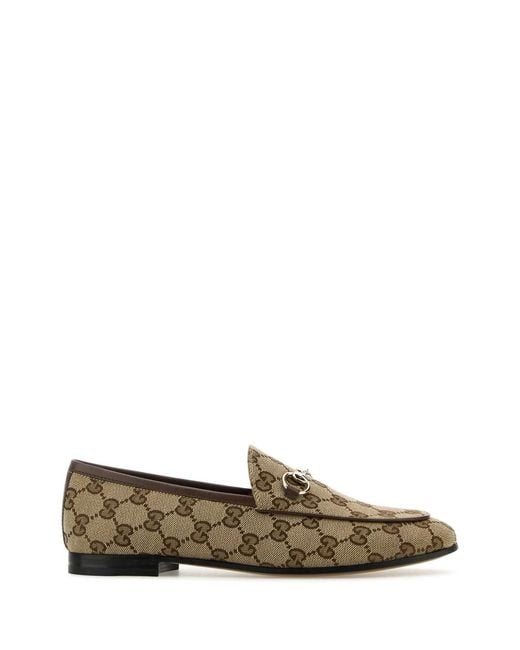 Gucci Natural Fabric Upper And Leather Sole Moccasin
