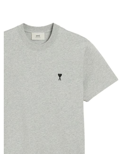 AMI Gray Ami De Coeur Cotton T-Shirt for men