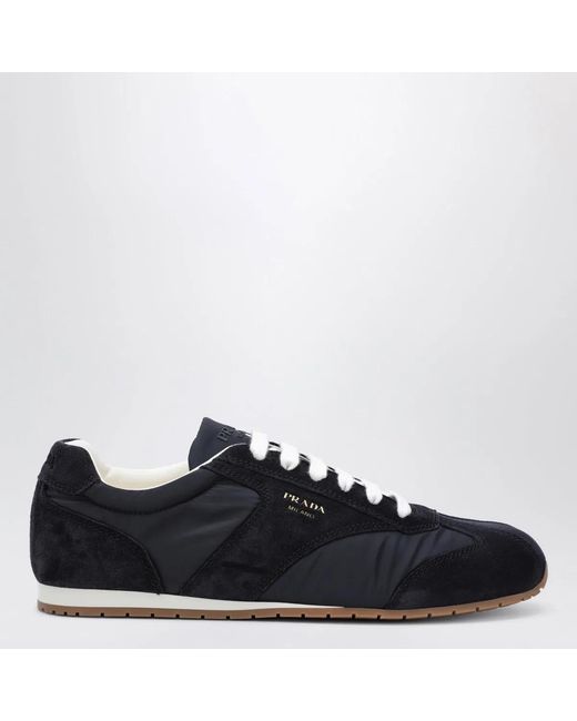 Prada Blue Fabric And Suede Sneakers for men