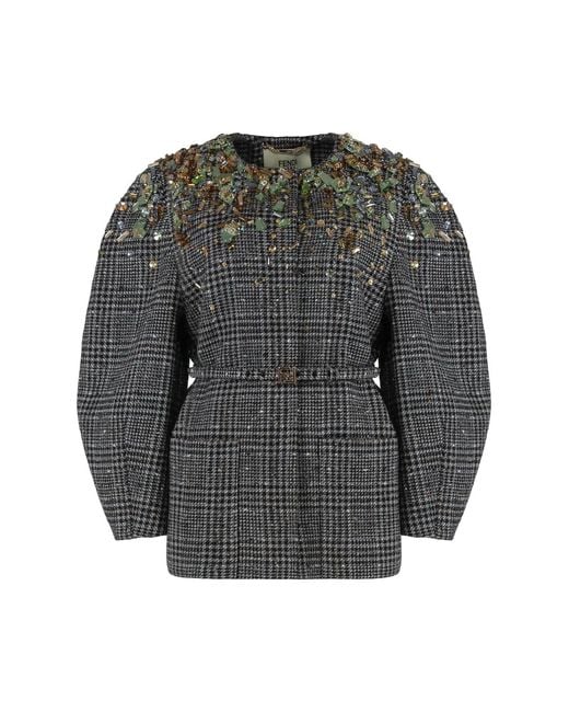 Fendi Gray Wool Tweed Jacket
