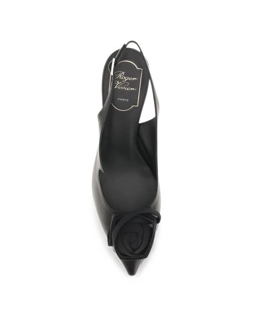 Roger Vivier Black Rose Vivier Sling-Back Heeled Pumps