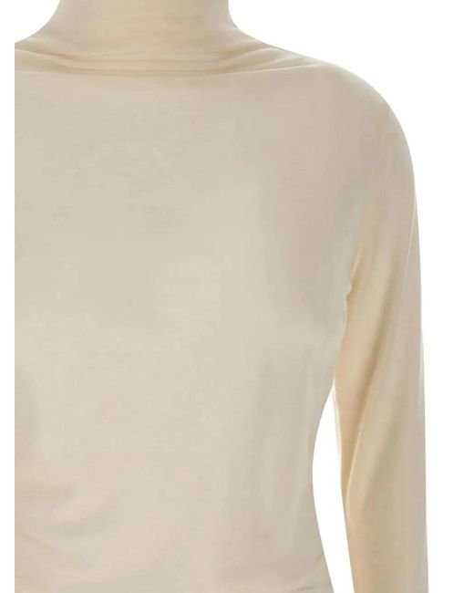 Boss White High-Neck Sweater With Long Sleeves