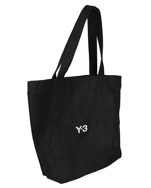 Y-3 Black Logo Canvas Tote Bag