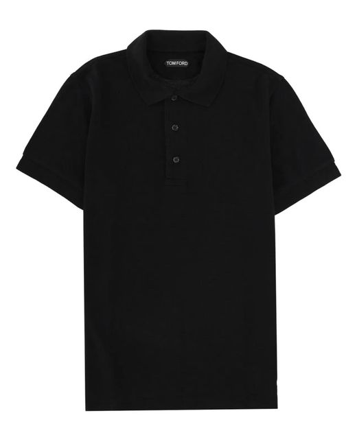 Tom Ford Black Lyocell And Cotton Polo Shirt for men