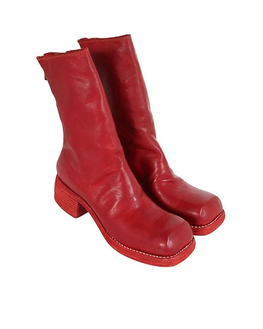 Guidi Red Back Zip Mid Boots