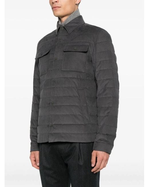 Herno Gray Shirt-Style Down Jacket for men