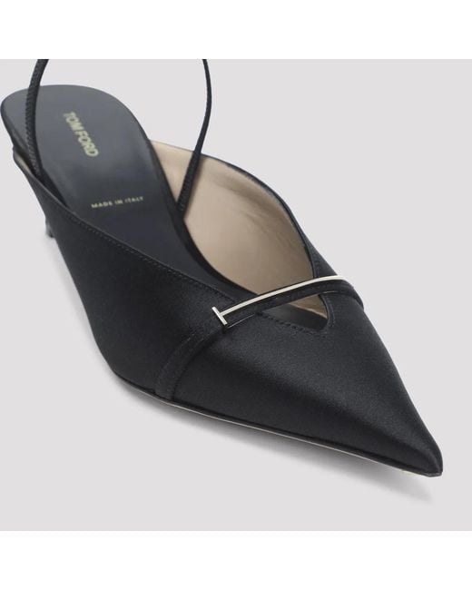 Tom Ford Black Satin Viscose Mules