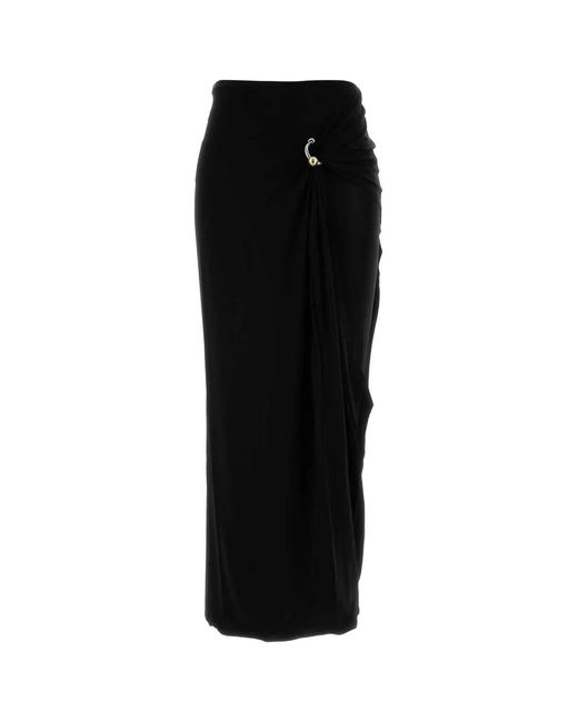 Jean Paul Gaultier Black Stretch Viscose Double Layer Long Skirt With Gaul