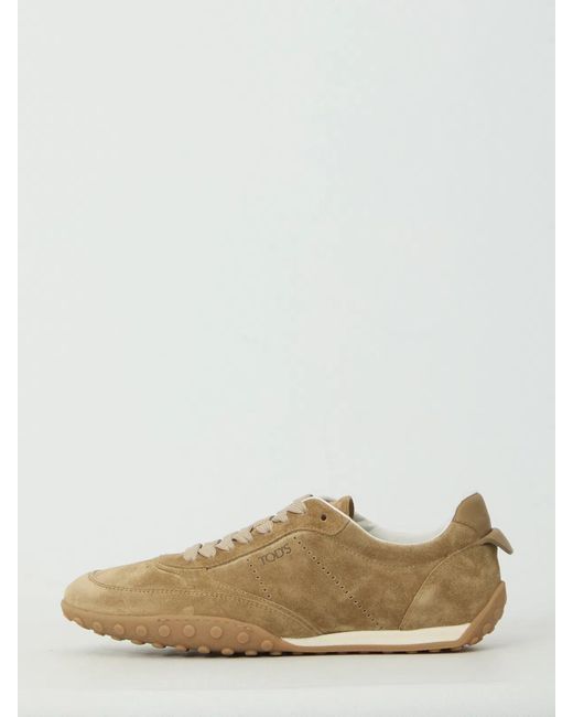 Tod's Natural Cappuccino Suede Sneakers