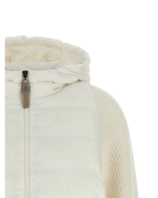 Brunello Cucinelli White Polyester Full-Length Jacket Clothing