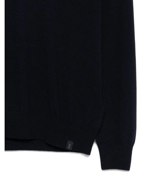 Fay Black V-Neck Ribbed Sweater for men
