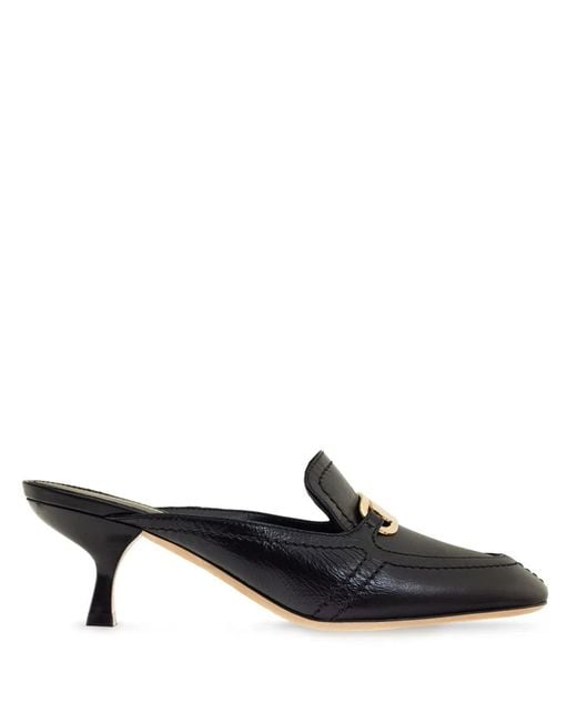 Ferragamo Black Crocodile-Effect Leather Flats