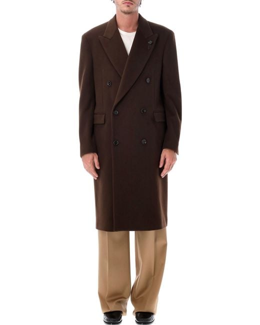 Lardini Red Double-Breasted Wool Coat for men