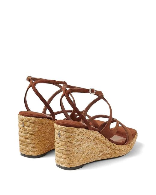 Jimmy Choo Metallic Suede Raffia Sandals