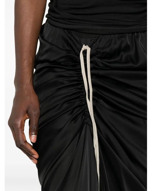 Rick Owens Black Asymmetric Long Skirt