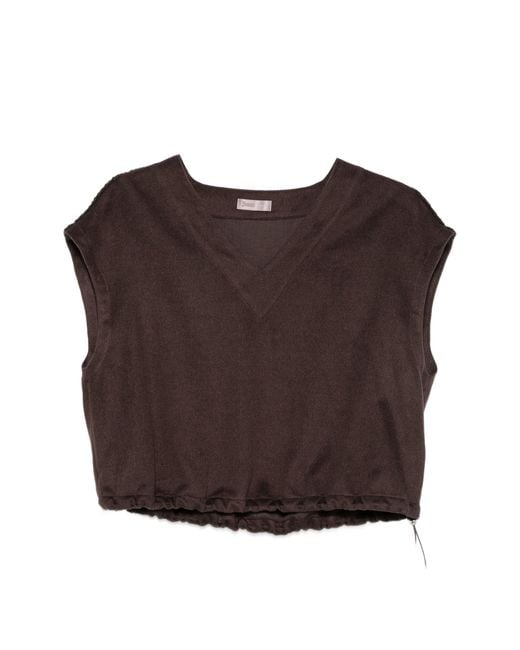 Herno Brown Polyester Modal Wool Blouse