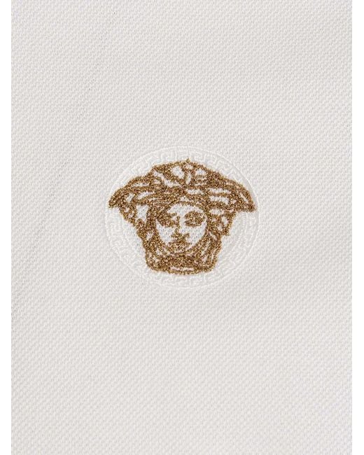 Versace White 'Greca' Polo Shirt for men