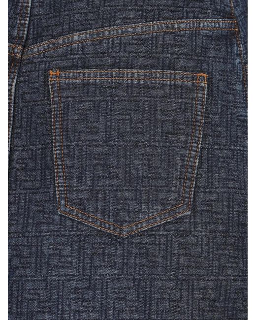 Fendi Gray Cotton Denim Leather Padded