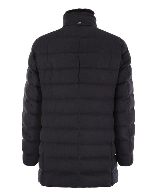 Herno Blue Down Jacket With Fur Collar for men