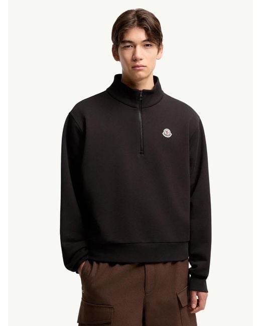 Moncler Black Cotton Zip-Up Sweatshirt With Logo for men