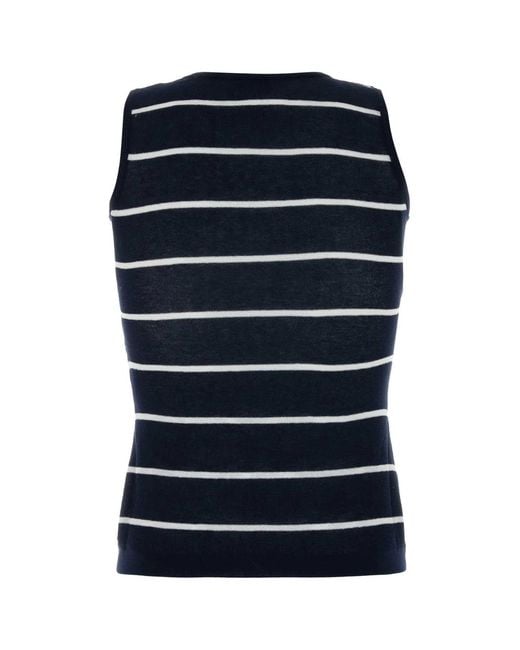 Balenciaga Blue Embroidered Knit Tank Top