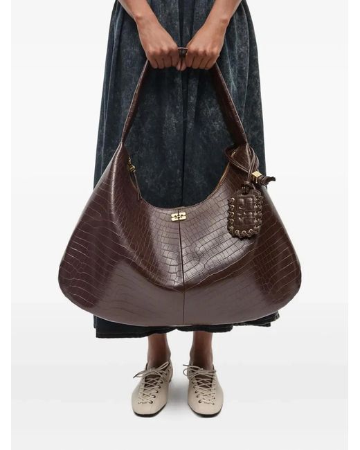 Ganni Brown Rec Le Shoulder Bags