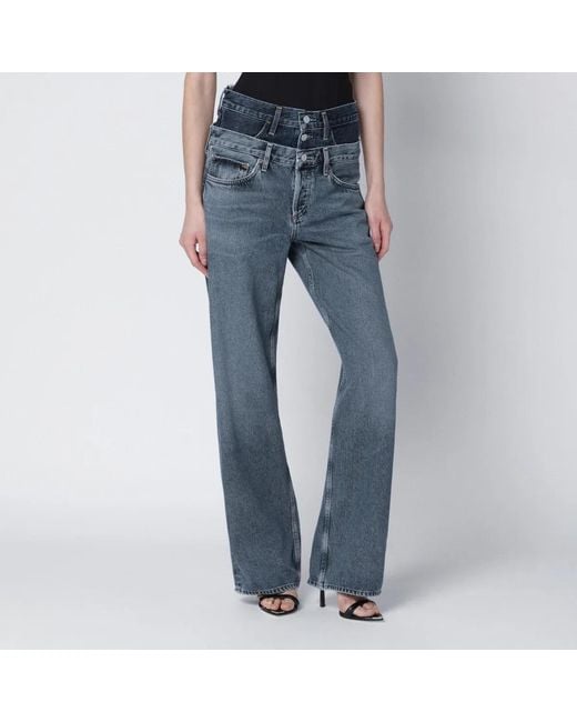 Agolde Blue Elson Jeans With Double Waistband