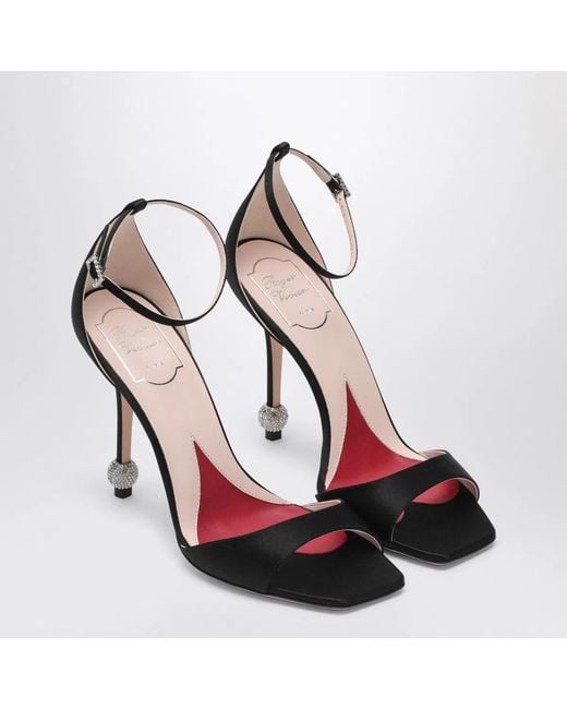 Roger Vivier Black Sandal With Jewelled Heel