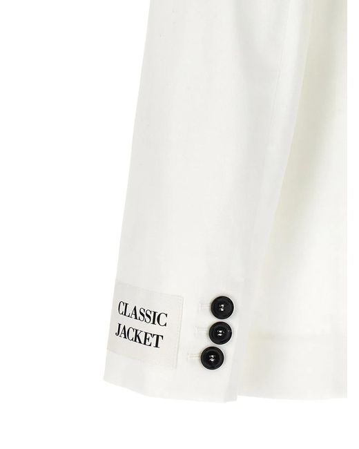 Moschino Natural Double-Breasted Cotton Blazer With Button Closure