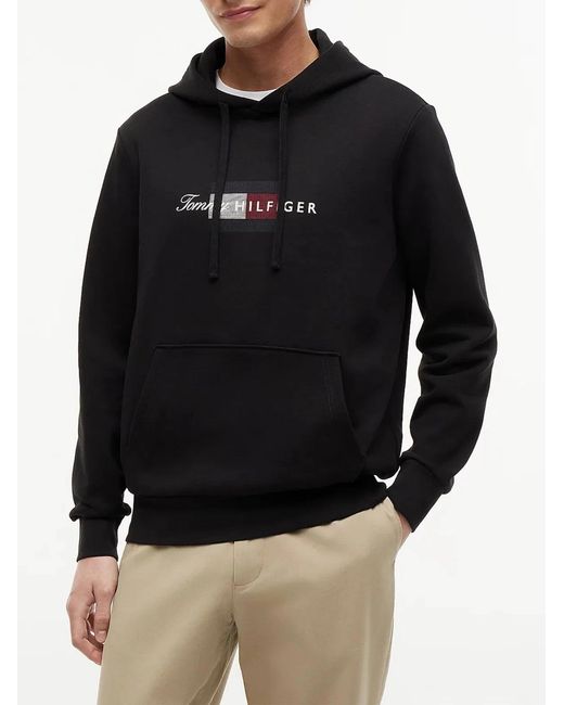Tommy Hilfiger Black Script Flag Hoodie for men