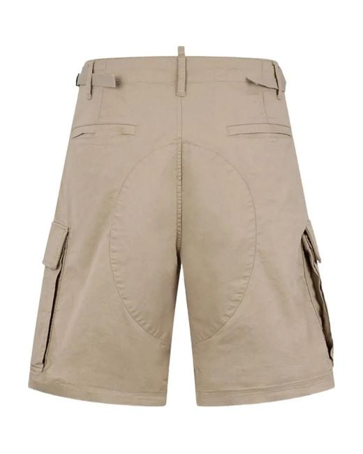 DSquared² Natural Multiple-Pocket Belt-Loop Shorts for men