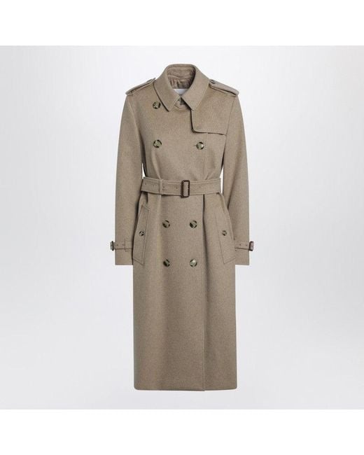 Burberry Natural Mélange Double-Breasted Cashmere Coat