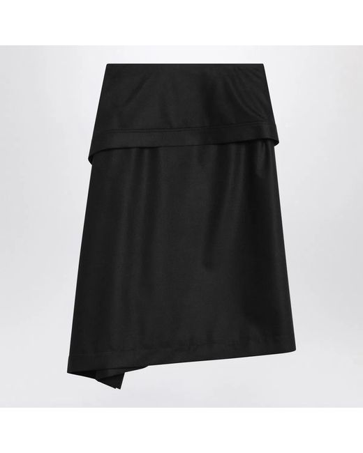 Ferragamo Black Asymmetric Skirt With Basque Viscose
