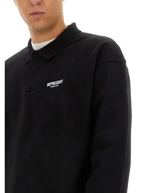 Represent Black Polo With Logo for men