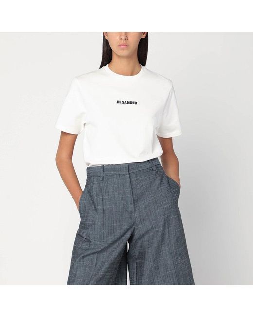 Jil Sander White Cream T Shirt With Logo
